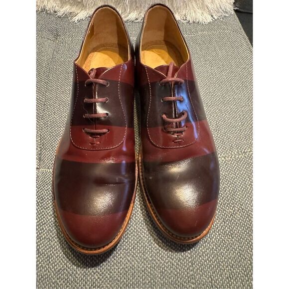 The Office of Angela Scott Mr Smith Bordeaux stripe oxfords size 37.5 / 7.5 - Picture 3 of 11